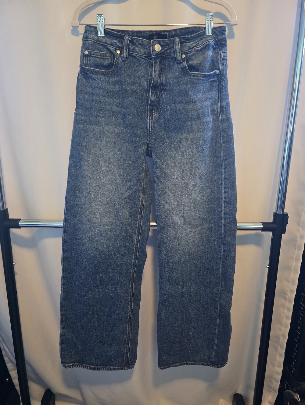 Quince Womens Relaxed Straight Jeans in Dark Blue Wash